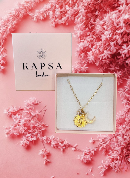 Aquarius Zodiac Necklace – Horoscope Pendant with Moon & Celestial Charms