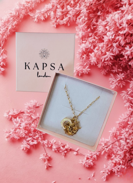 Gemini Zodiac Necklace – Horoscope Pendant with Moon & Celestial Charms