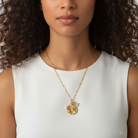 Gemini zodiac necklace – horoscope pendant with celestial charms