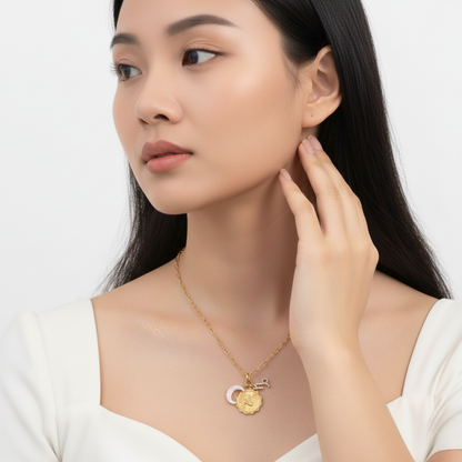 Leo zodiac necklace –  horoscope pendant with celestial charms
