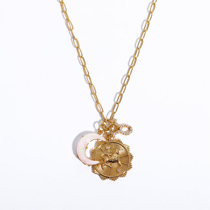 Taurus Zodiac Necklace – Horoscope Pendant with Moon & Celestial Charms