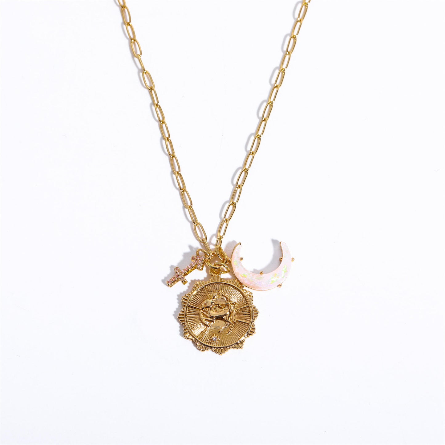 Sagittarius Zodiac Necklace – Horoscope Pendant with Moon & Celestial Charms