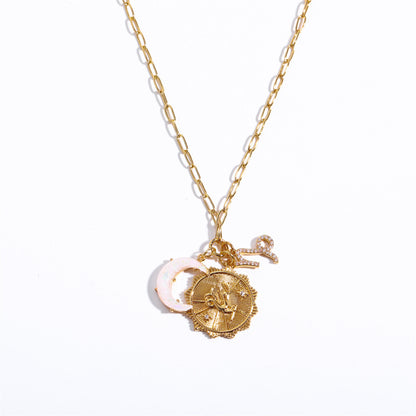 Capricorn Zodiac Necklace – Horoscope Pendant with Moon & Celestial Charms