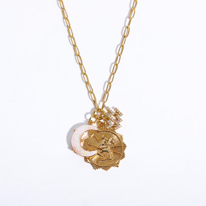 Aquarius Zodiac Necklace – Horoscope Pendant with Moon & Celestial Charms