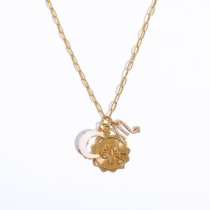 Scorpio zodiac gold necklace – horoscope pendant with celestial charms

